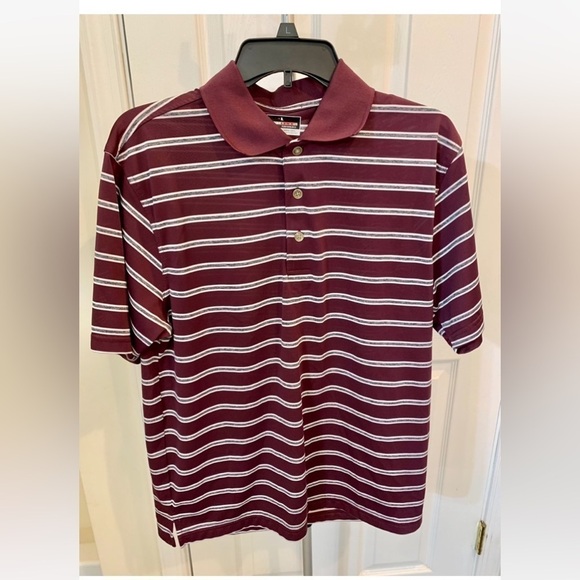 Men’s Grand Slam Performance Maroon Striped Golf Polo Med. - Picture 1 of 3
